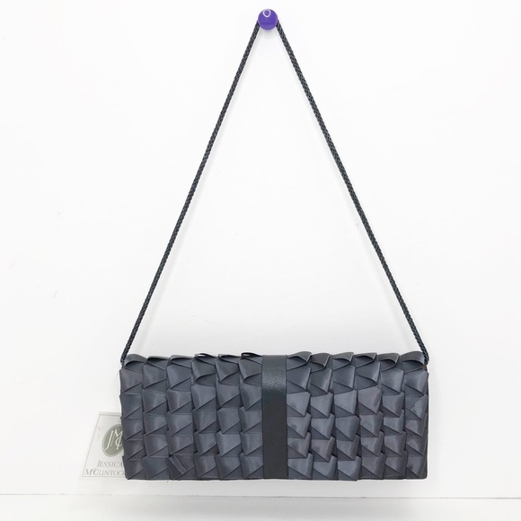 Jessica McClintock gray evening clutch satin purse - Picture 2 of 13